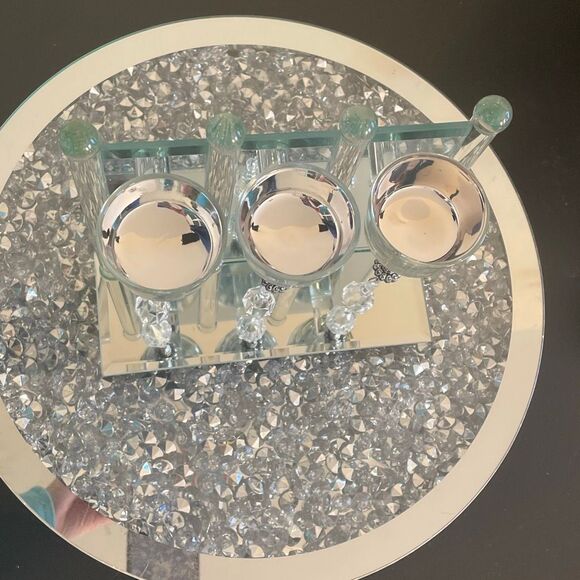 New Crystal clear trio mini candle holder decorative pendulum home decor mirror - Picture 9 of 16
